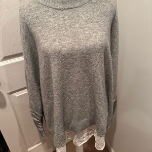 Torrid Charcoal Lace-Trim Sweater